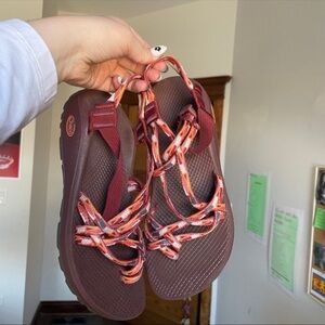 Chaco Burgundy and Multicolor Sandals